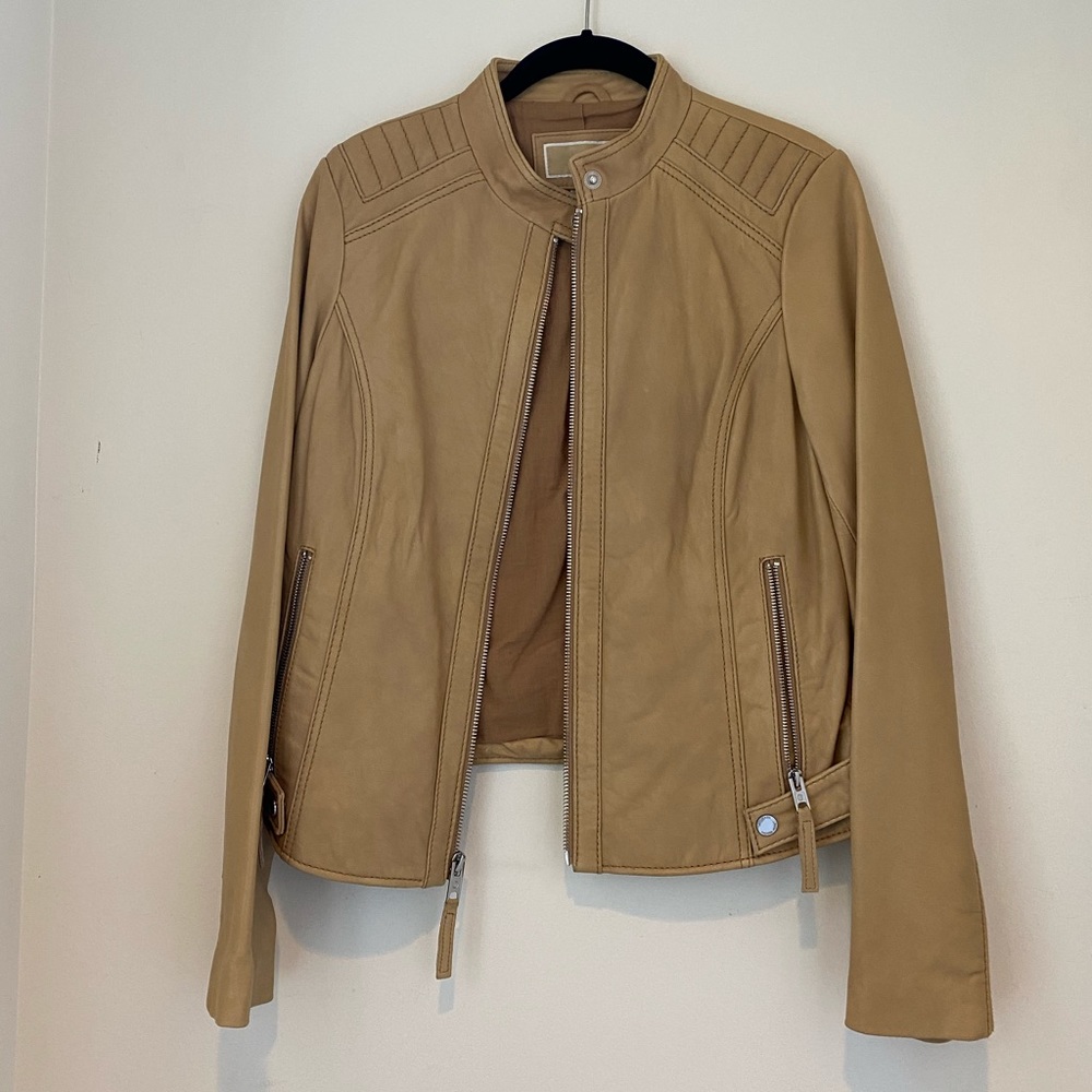 Michael Kors Butterscotch Leather Moto Jacket